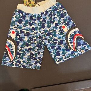 Blue Camouflage Shark Print Shorts